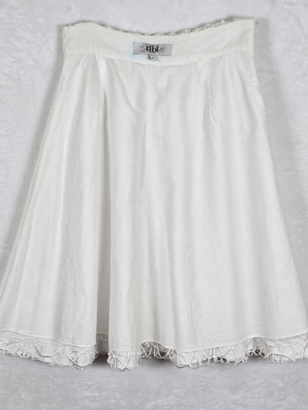 Tibi New York White Guipure Lace Medallion Crochet Cotton A-line Skirt Sz.0 - Picture 8 of 14
